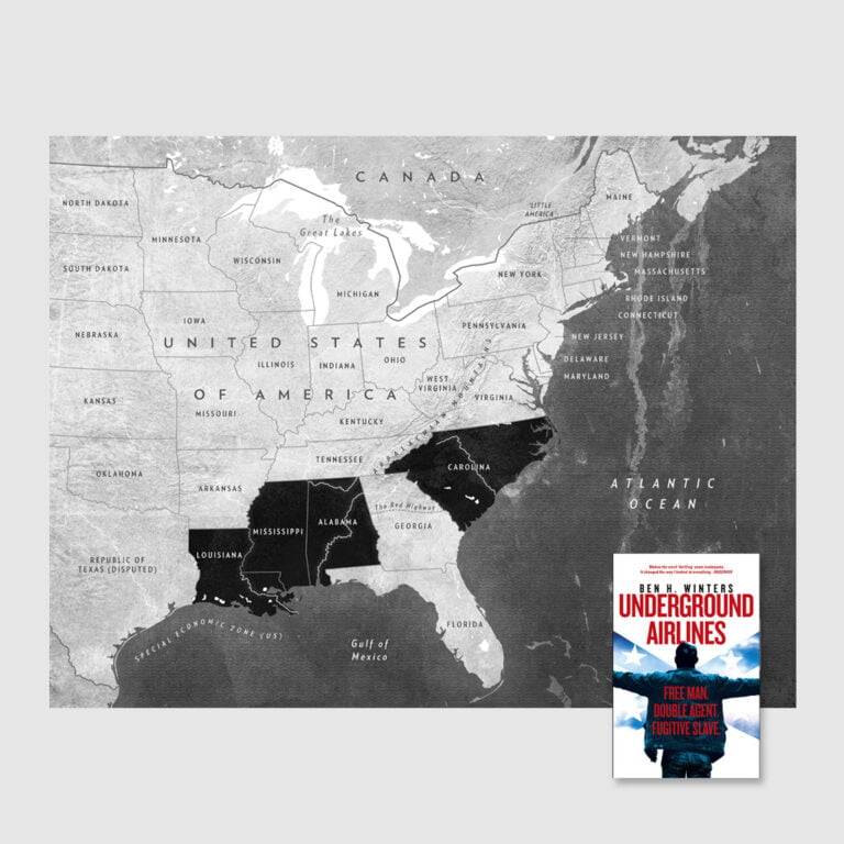 A fictional map created for Ben Winters' 'Underground Airlines'