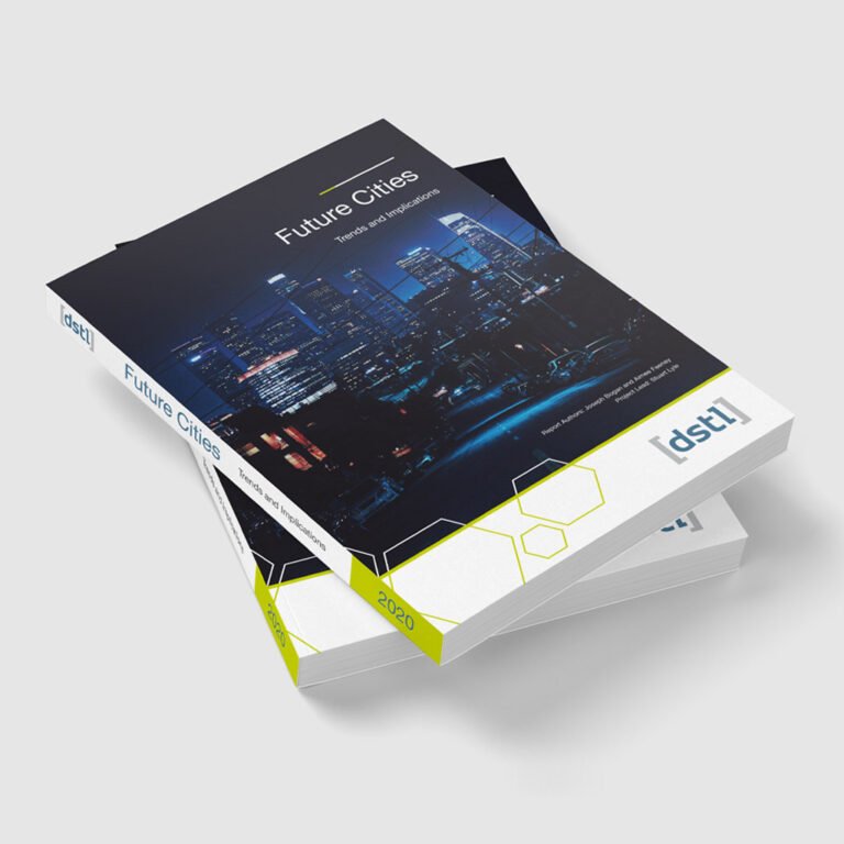 'Future Cities', a 200-page perfect-bound book for Dstl