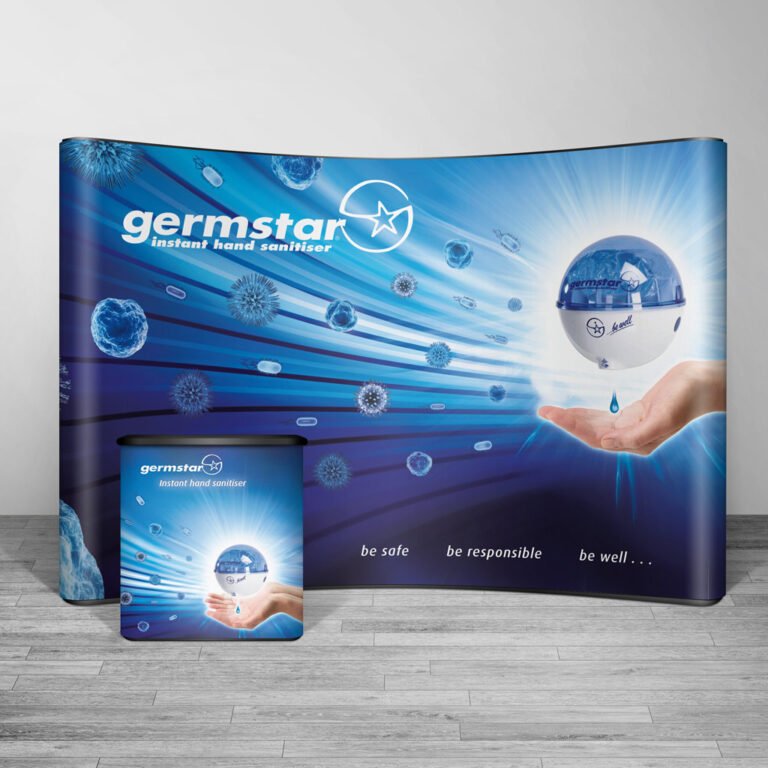 Germstar pop-up exhibition stand and plinth
