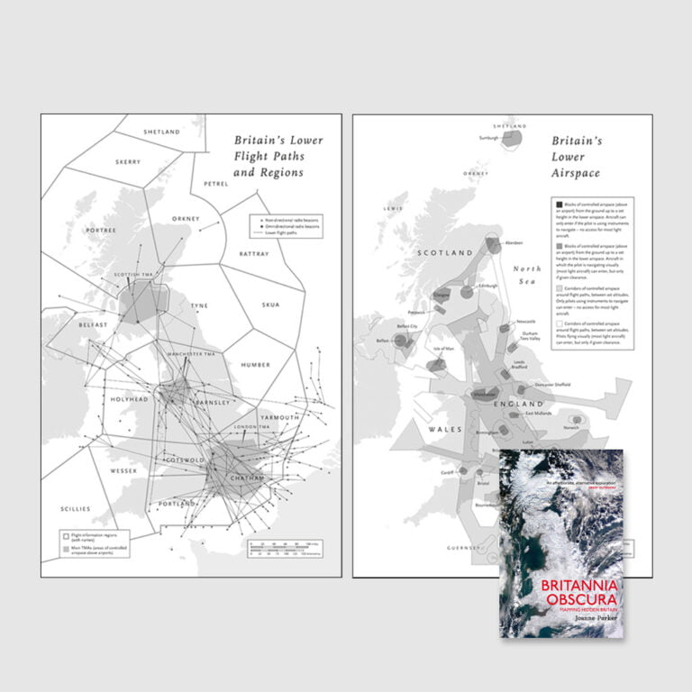 Two black and white maps for 'Britannia Obscura'