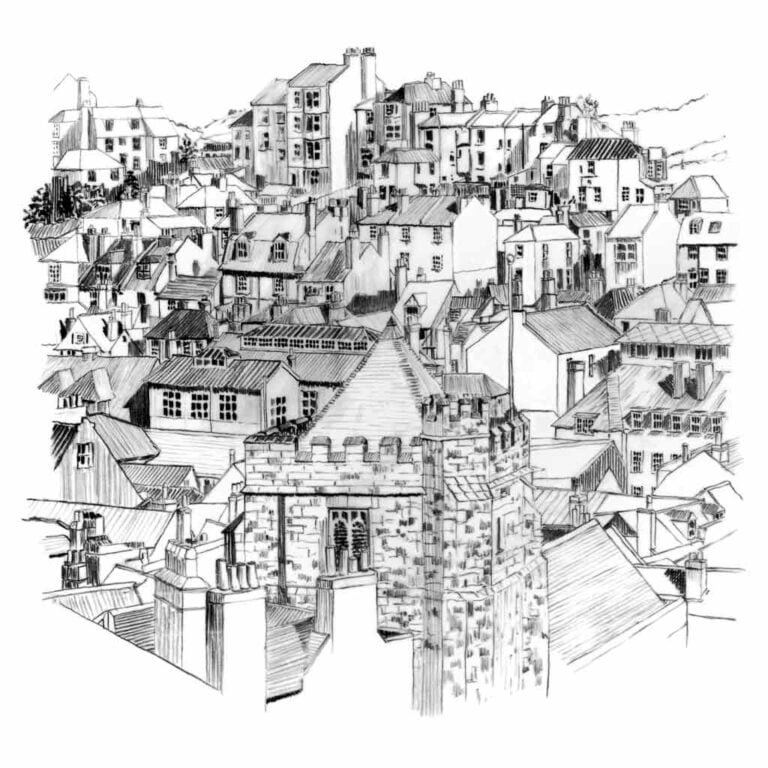 Pencil drawing for Harper Collins' 'Learn to Draw Buildings'