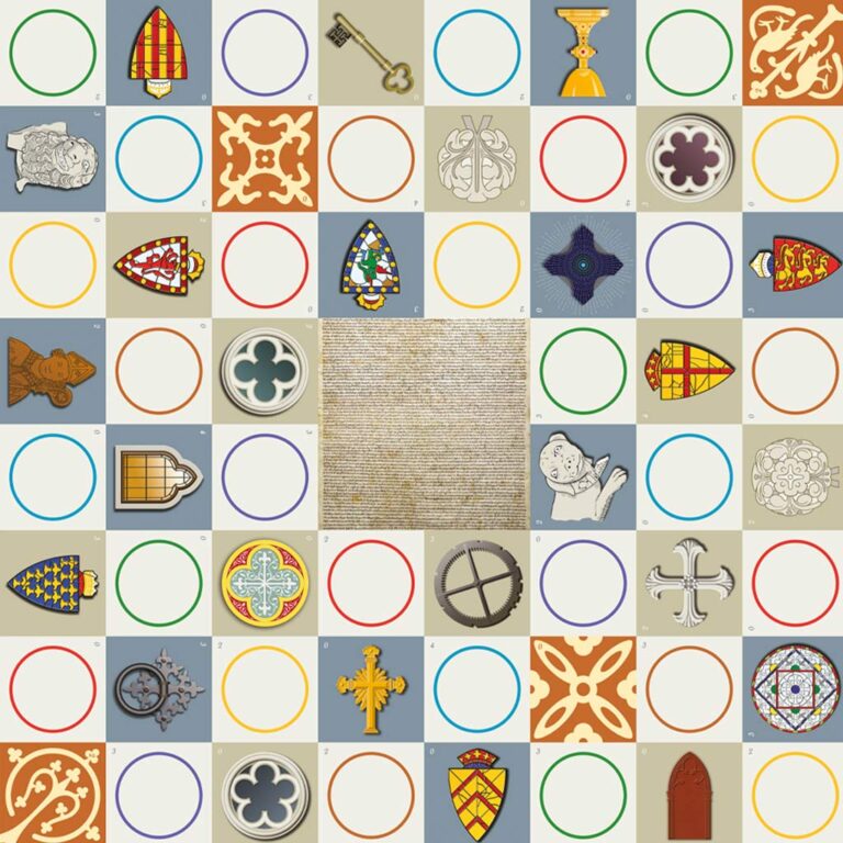 Large-scale illustrated Magna Carta floor game for Salisbury Cathedral