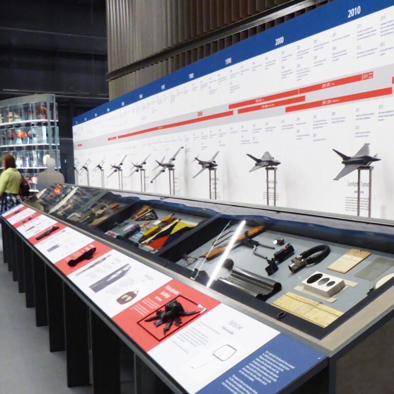 Timeline graphic and plinth designs for RAF Museum exhibition